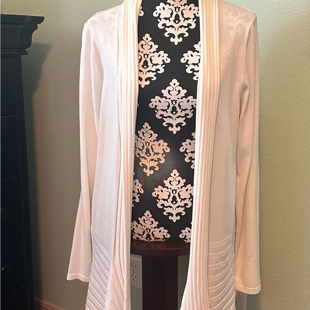 New Directions Cream Draped Cardigan